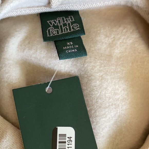 Wild Fable Cropped Quilted Panel Tan Hoodie XS - Picture 8 of 8